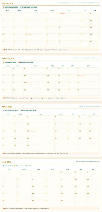 The planner's Year tab